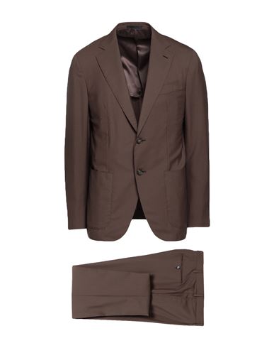 Caruso Man Suit Dark Brown Size 42 Wool, Silk