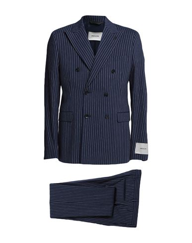 Paoloni Man Suit Midnight Blue Size 40 Linen, Lyocell, Elastane