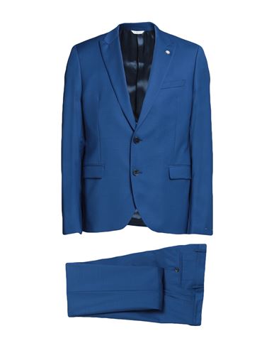 Manuel Ritz Man Suit Bright Blue Size 42 Wool, Elastane