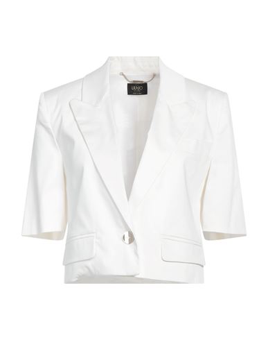 Liu •jo Woman Blazer White Size 12 Cotton, Elastane, Acetate, Polyester