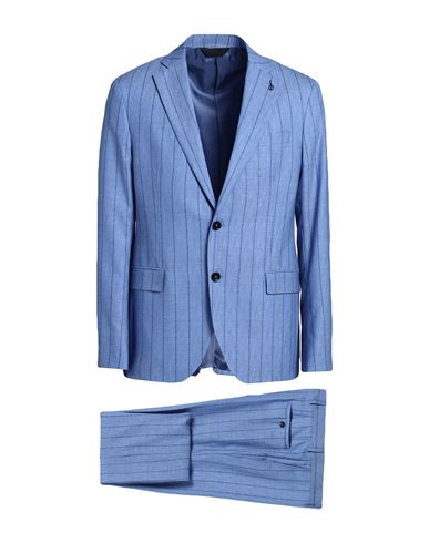 Paoloni Man Suit Pastel Blue Size 44 Virgin Wool