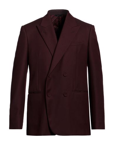 Fendi Man Blazer Burgundy Size 42 Virgin Wool, Polyester In Red