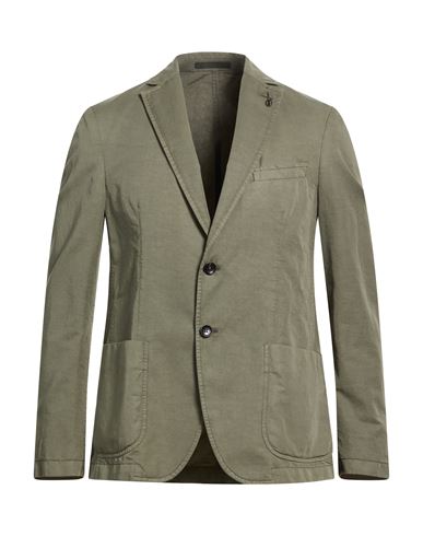 Paoloni Man Blazer Military Green Size 40 Cotton, Linen