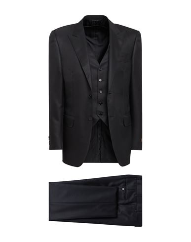 Canali Man Suit Black Size 42 Wool, Silk
