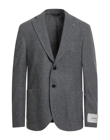 Paoloni Man Blazer Grey Size 44 Virgin Wool, Polyamide In Gray