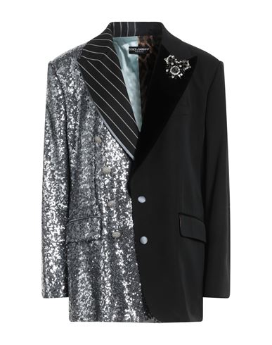 Dolce & Gabbana Woman Blazer Black Size 12 Virgin Wool, Synthetic Fibers, Cotton, Silk, Polyester