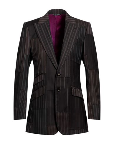 Dolce & Gabbana Man Blazer Dark Brown Size 42 Wool, Virgin Wool, Cotton, Silk