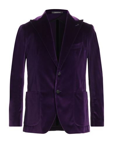 Shop Tagliatore Man Blazer Purple Size 44 Cotton, Elastane