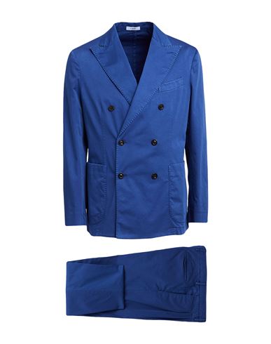 Boglioli Man Suit Blue Size 38 Cotton, Elastane