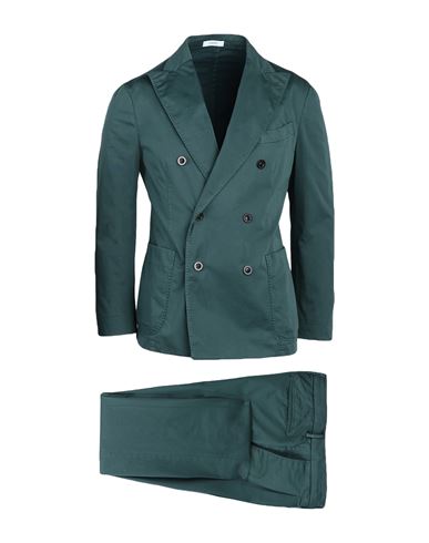 Boglioli Man Suit Emerald Green Size 40 Cotton, Elastane