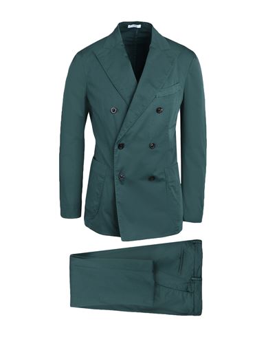 Boglioli Man Suit Dark Green Size 40 Cotton, Elastane