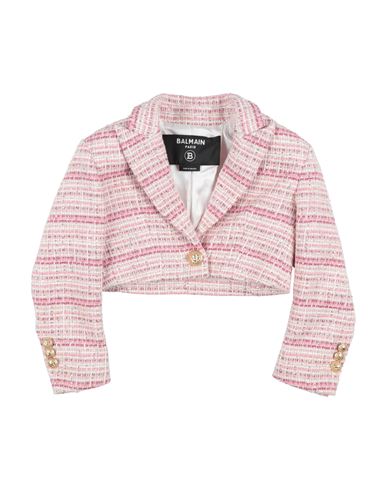 Shop Balmain Toddler Girl Blazer Pink Size 6 Cotton, Polyamide, Viscose, Polyester, Metallic Polyester