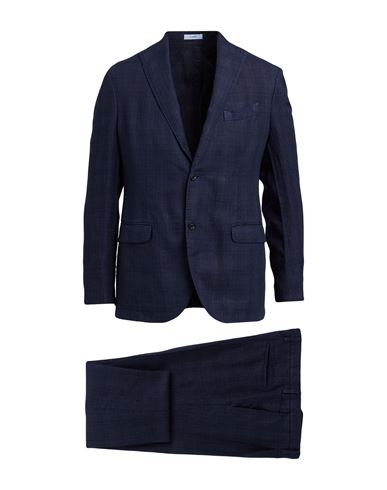 Boglioli Man Suit Navy Blue Size 38 Linen