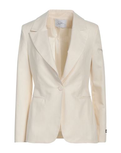 Soallure Woman Blazer Cream Size 6 Viscose, Polyester
