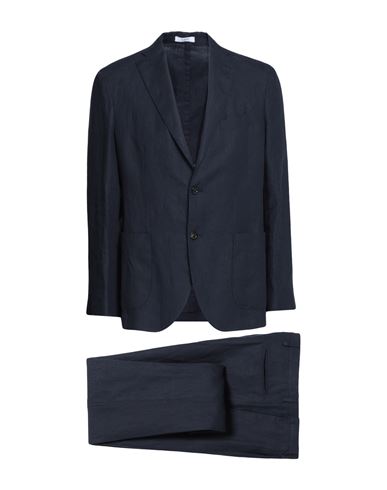Boglioli Man Suit Navy Blue Size 44 Linen