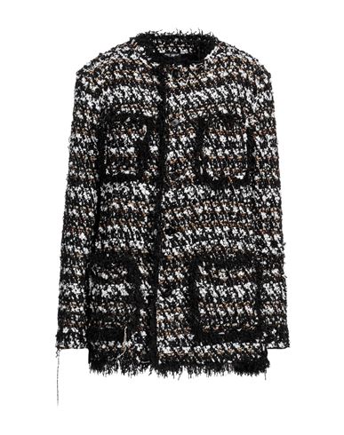 Shop Dolce & Gabbana Woman Coat Black Size 16 Polyamide, Virgin Wool, Silk, Polyethylene, Polyester