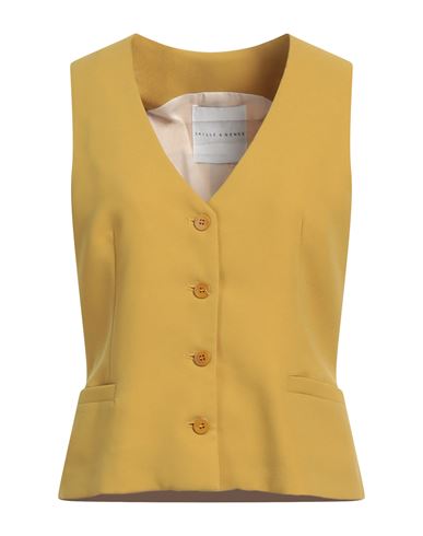 Shop Skills & Genes Woman Tailored Vest Mustard Size 8 Polyester In Yellow