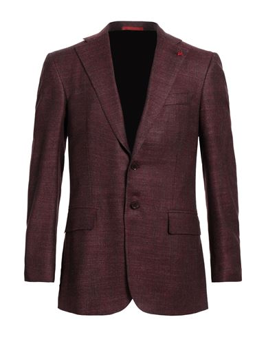 Isaia Man Blazer Burgundy Size 42 Wool, Cashmere, Silk In Red