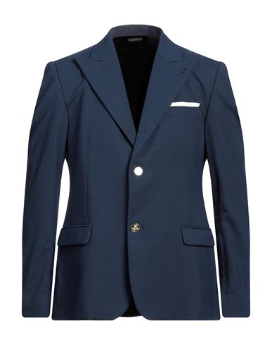 Grey Daniele Alessandrini Man Blazer Navy Blue Size 46 Polyester, Viscose, Elastane
