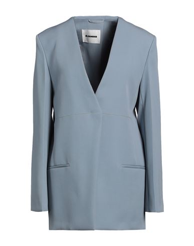 Shop Jil Sander Woman Blazer Pastel Blue Size 4 Wool