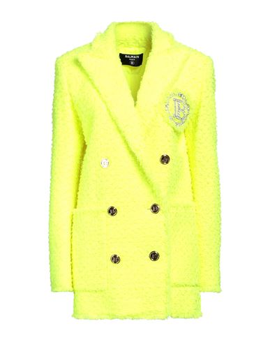 Balmain Woman Blazer Yellow Size 4 Polyester, Polyamide, Cotton, Acrylic