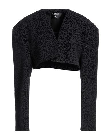 Balmain Woman Blazer Black Size 12 Polyester, Viscose, Polyamide, Elastane, Silk