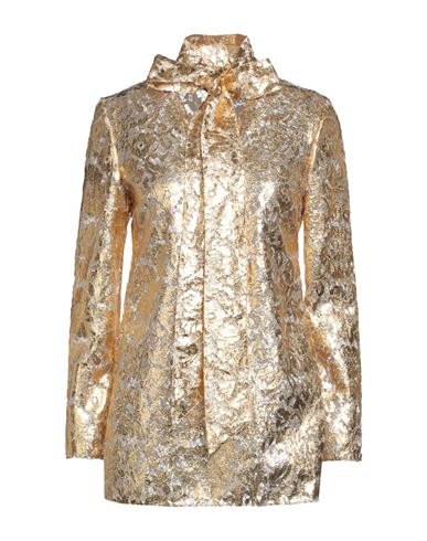Shop Valentino Garavani Woman Top Gold Size 2 Viscose, Cotton, Polyamide, Aluminum