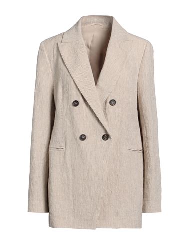 Shop Brunello Cucinelli Woman Blazer Beige Size 12 Linen, Ecobrass