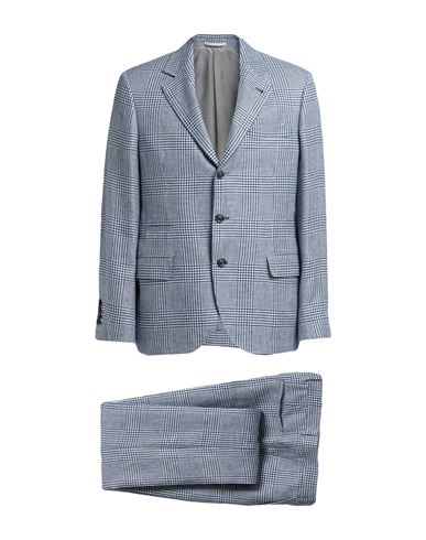 Shop Brunello Cucinelli Man Suit Navy Blue Size 38 Linen, Wool, Silk