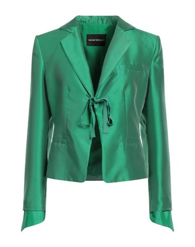 Emporio Armani Woman Blazer Green Size 8 Polyester, Silk, Viscose