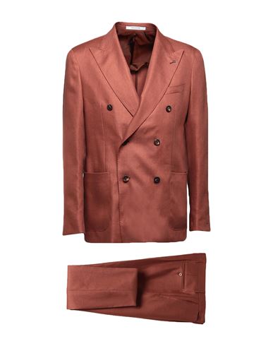 Tagliatore Man Suit Rust Size 42 Linen In Red