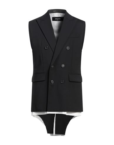 Dsquared2 Man Tailored Vest Black Size 40 Virgin Wool, Elastane