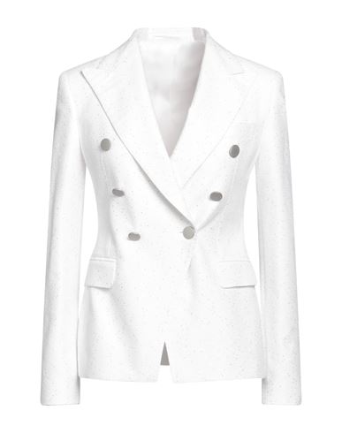 Tagliatore 02-05 Woman Blazer White Size 8 Cotton, Polyester, Polyamide, Elastane