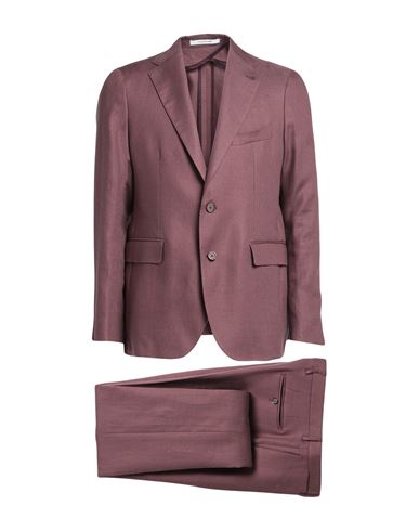 Shop Tagliatore Man Suit Cocoa Size 40 Linen In Brown