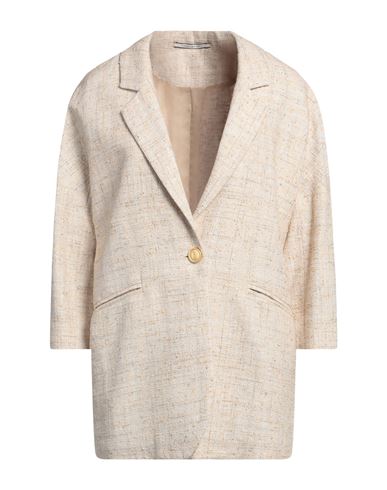 Tagliatore 02-05 Woman Blazer Beige Size 4 Cotton, Viscose, Polyamide, Polyimide, Metal