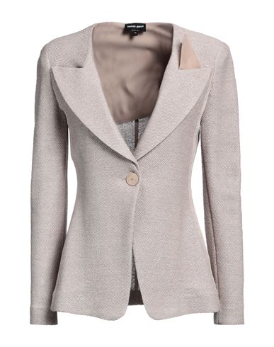 Giorgio Armani Woman Blazer Beige Size 8 Cotton, Polyamide, Polyester, Elastane, Silk