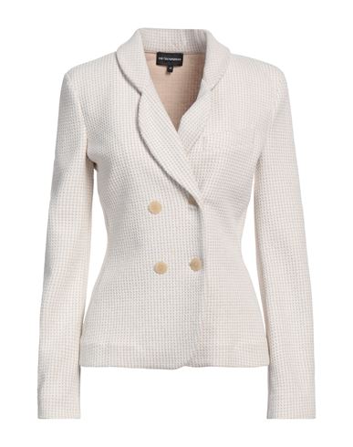 Emporio Armani Woman Blazer Beige Size 8 Cotton, Polyester, Elastane