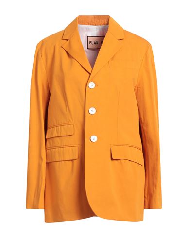 Plan C Woman Blazer Orange Size 8 Cotton
