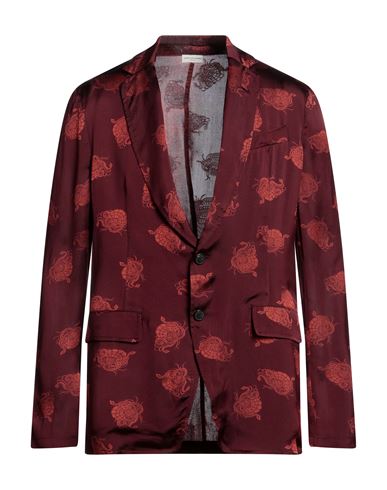 Dries Van Noten Man Blazer Burgundy Size 44 Viscose, Silk In Red