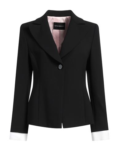 Emporio Armani Woman Blazer Black Size 14 Virgin Wool, Elastane