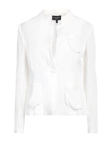 Emporio Armani Woman Blazer White Size 12 Lyocell, Polyamide
