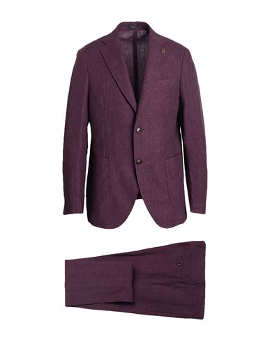 Breras Milano Man Suit Plum Size 46 Linen In Purple