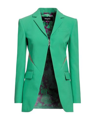 Shop Dsquared2 Woman Blazer Green Size 4 Polyester, Polyurethane, Polyamide