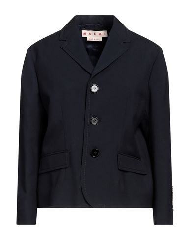 Marni Logo-patch Single Breasted Blazer In Navy