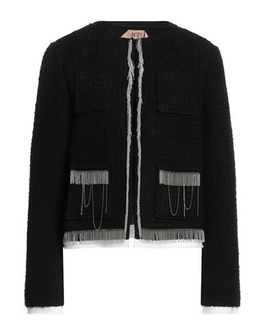 N°21 Woman Jacket Black Size 8 Acrylic, Wool, Polyester, Cotton, Brass In Black
