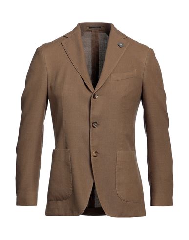 Lardini Man Blazer Khaki Size 42 Wool, Silk, Cashmere In Beige