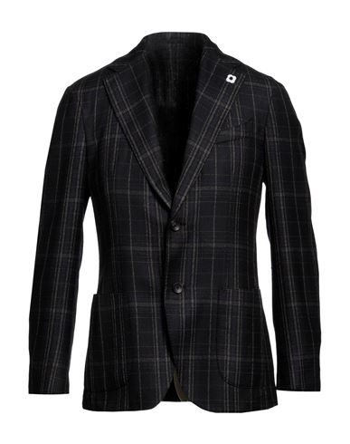 Lardini Man Blazer Black Size 40 Wool, Linen, Silk, Cotton