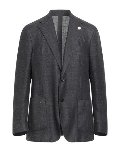 Lardini Man Blazer Charcoal Size 44 Wool, Silk, Linen