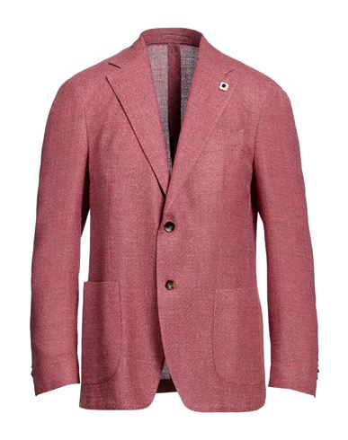 Lardini Man Blazer Red Size 42 Wool, Silk, Linen