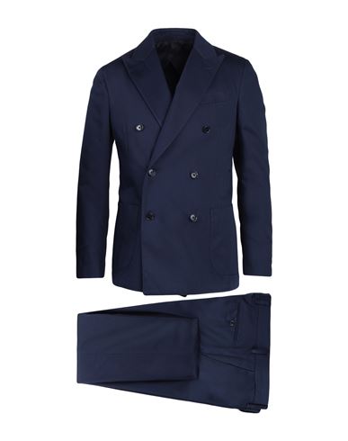 Shop Lardini Man Suit Navy Blue Size 46 Cotton